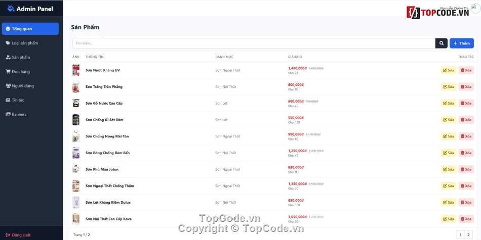 giao diện web,web bán sơn,web app